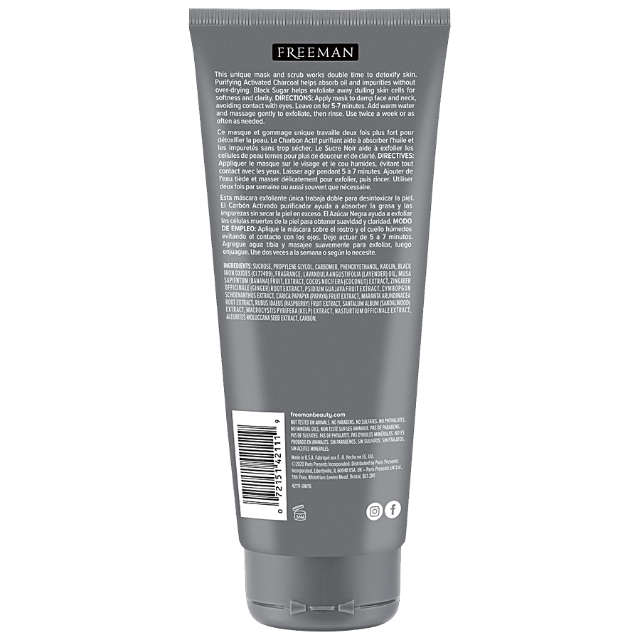 FREEMAN Exfoliating Gel Mask + Scrub - Charcoal & Black Sugar