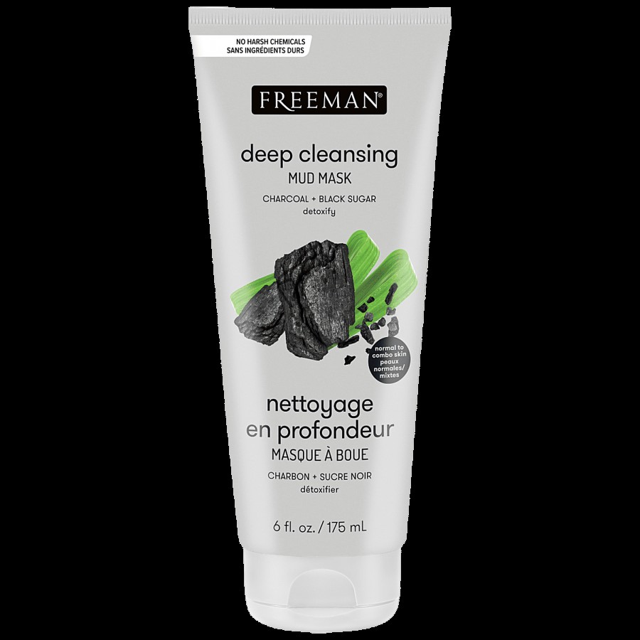 FREEMAN Deep Cleansing Mud Mask - Charcoal & Black Sugar