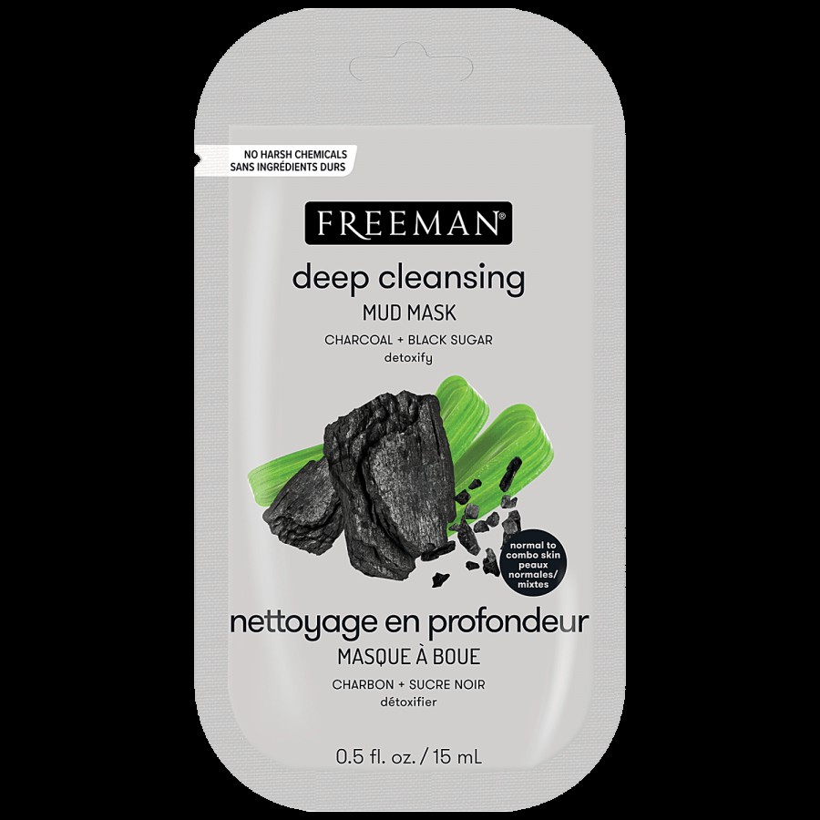 FREEMAN Deep Cleansing Mud Mask - Charcoal & Black Sugar