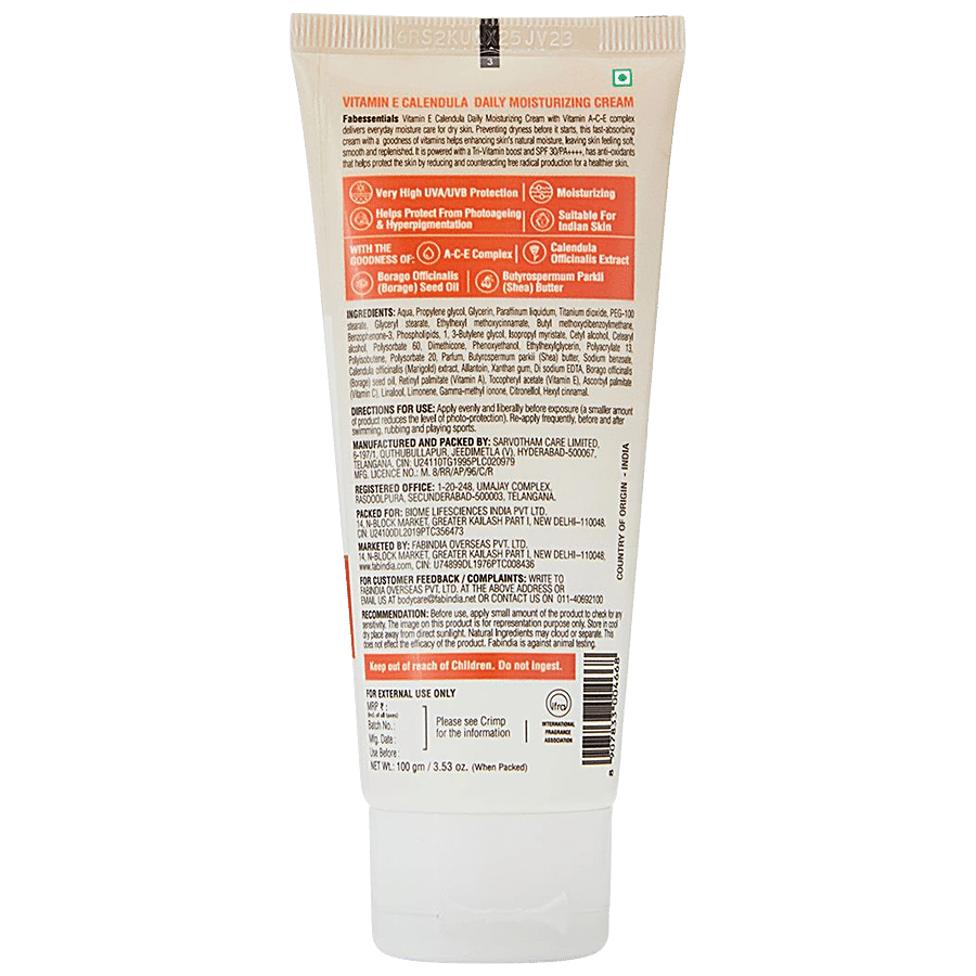 Fabessentials Vitamin E Calendula Daily Moisturizing Cream