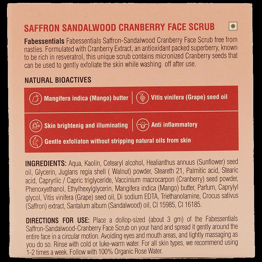 Fabessentials Saffron Sandalwood Cranberry Face Scrub