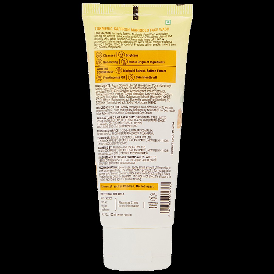 Fabessentials Turmeric Saffron Marigold Face Wash - Brightening