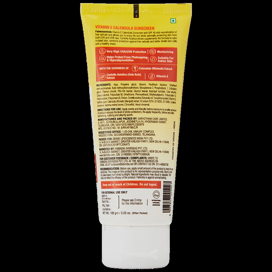 Fabessentials Vitamin E Calendula Sunscreen - SPF 45