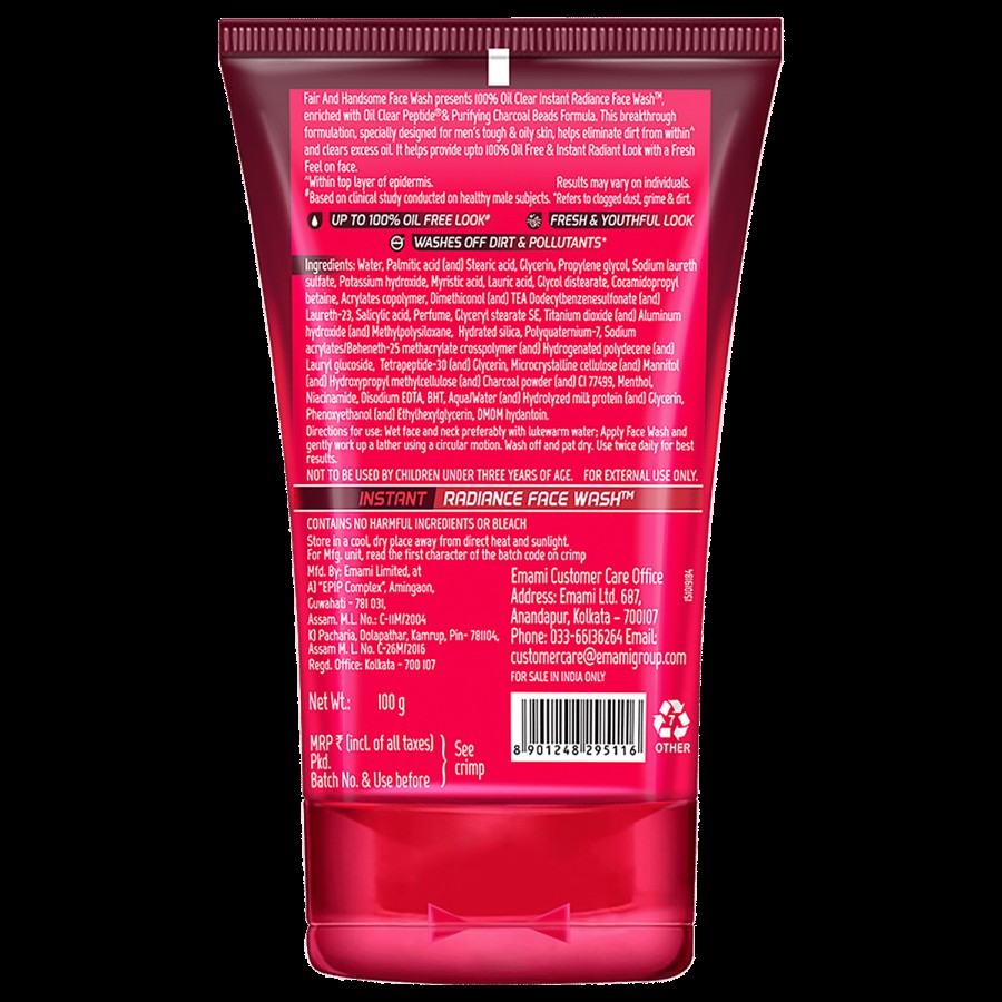 Fair And Handsome Instant Fairness Fase Wash - For Men