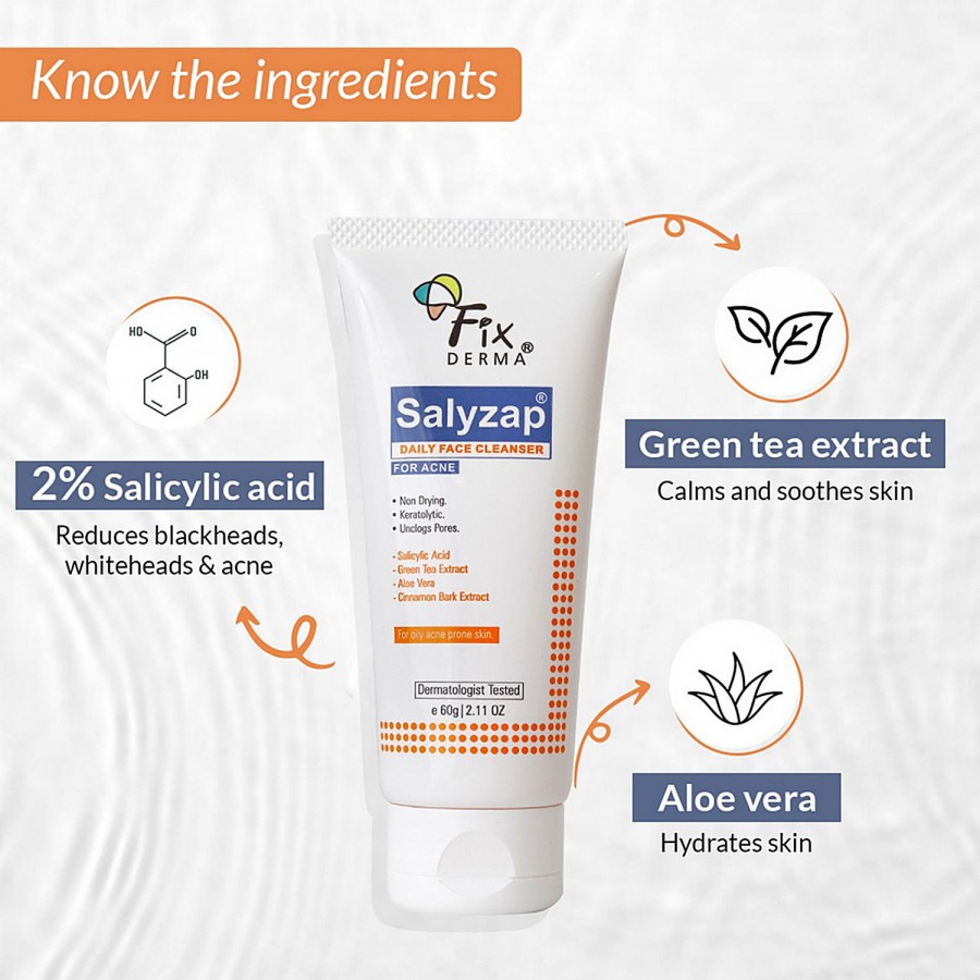 Fixderma Salyzap Daily Face Cleanser - For Oily & Acne Prone Skin