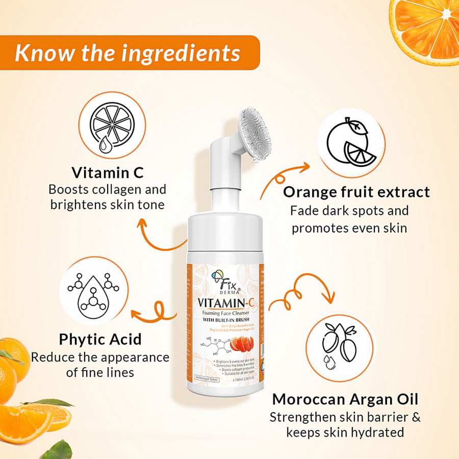 Fixderma Vitamin C Foaming Face Cleanser With Brush