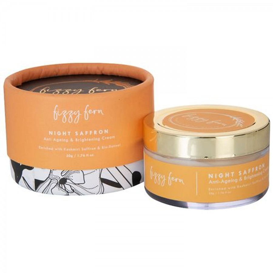 Fizzy Fern Night Saffron Anti Ageing & Brightening Cream - with Kashmiri Saffron & Bio Retinol