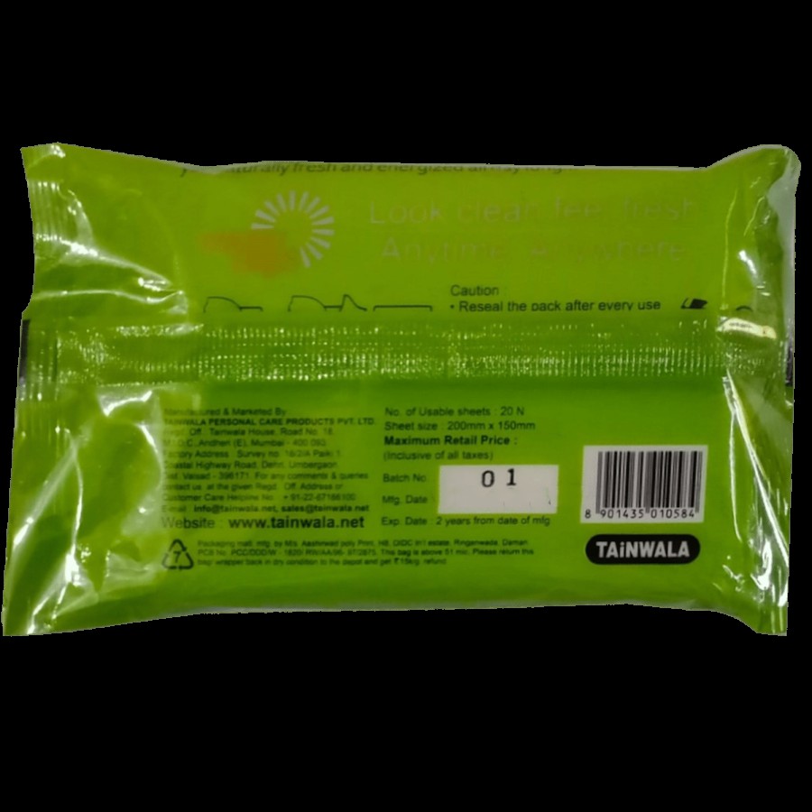 Freshones Facial Wipes - Green Apple Fresh