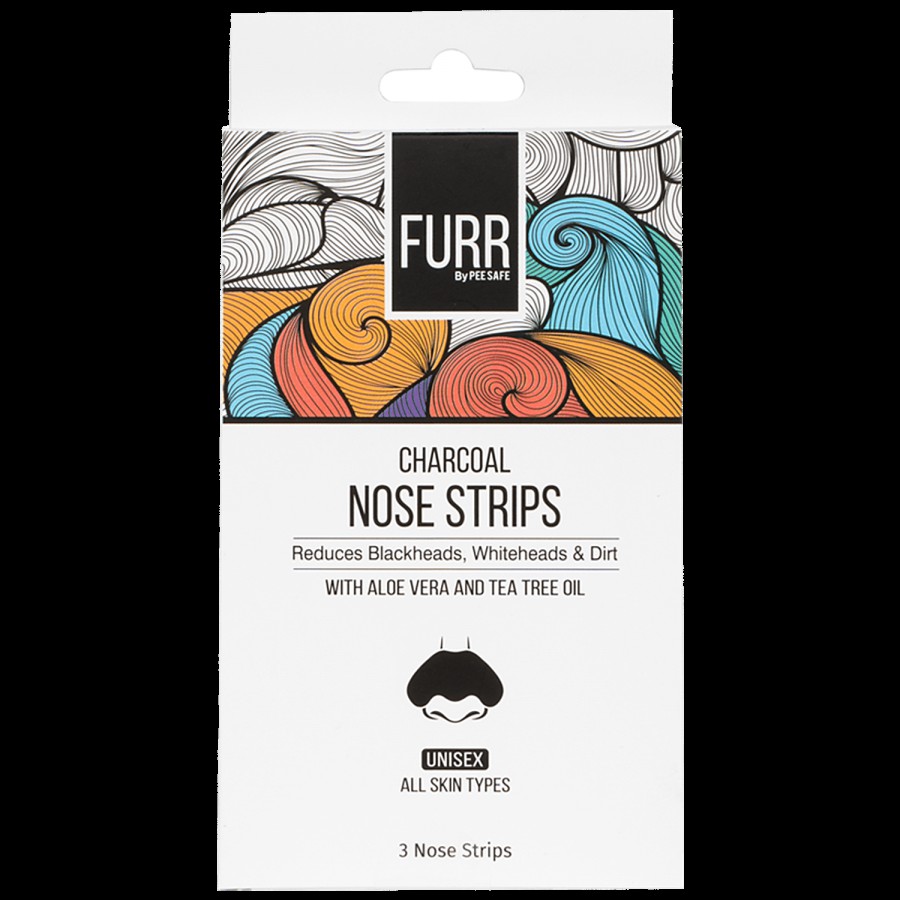 Furr By Pee Safe Charcoal Nose Strips With Aloe Vera & Tea-Tree Oil - Reduces Blackheads