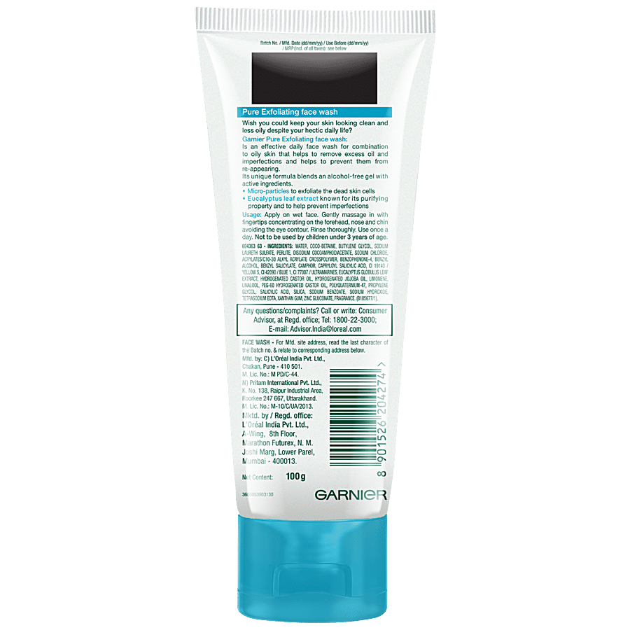 Garnier Pure Exfoliating Face Wash - Removes Excess Oil From Face