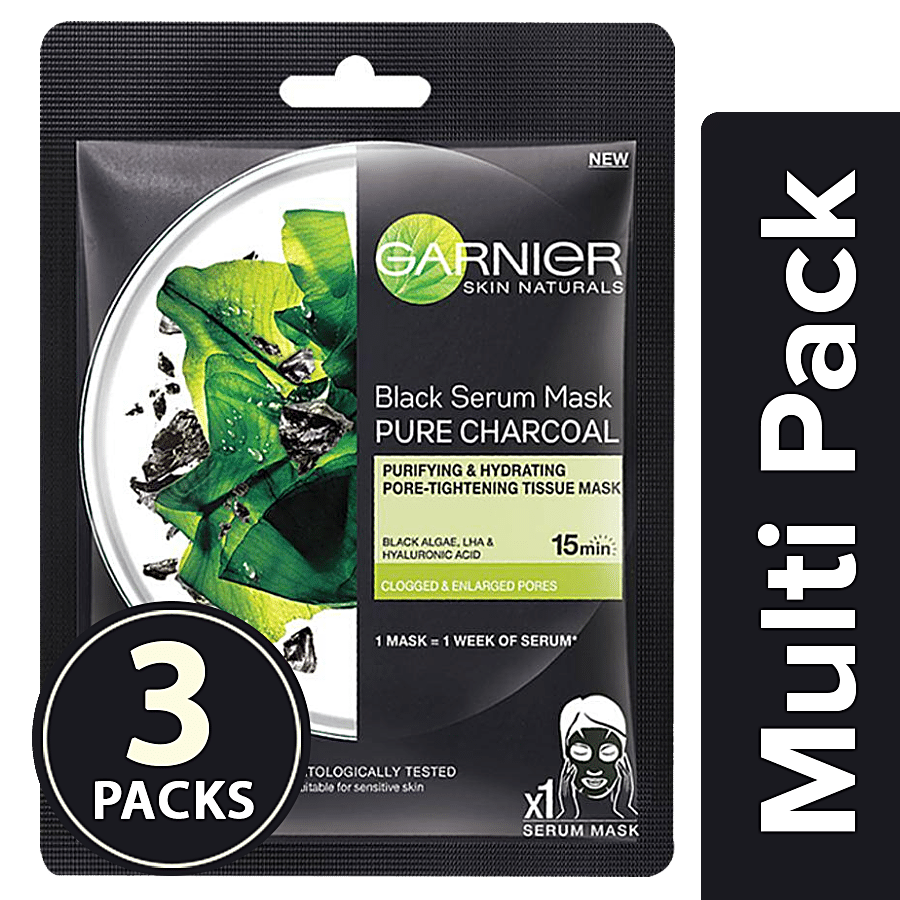 Garnier Skin Naturals Charcoal  Face Serum Sheet Mask - Black