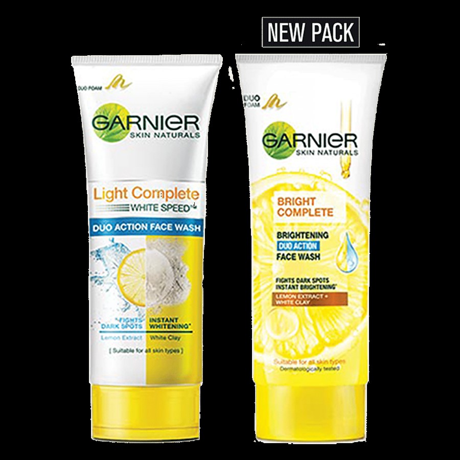 Garnier Bright Complete Duo Action Face Wash - Fights Dark Spots