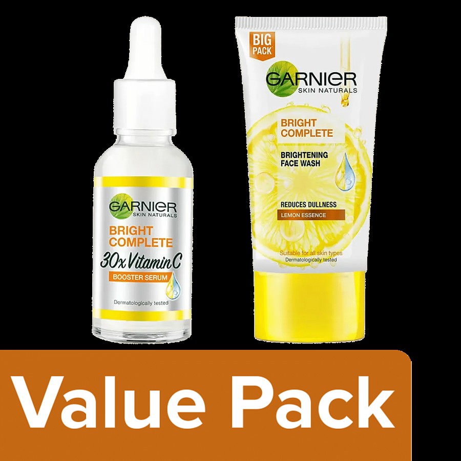 Garnier Bright Complete Vitamin C Serum 30ml + Bright Complete Facewash 150g