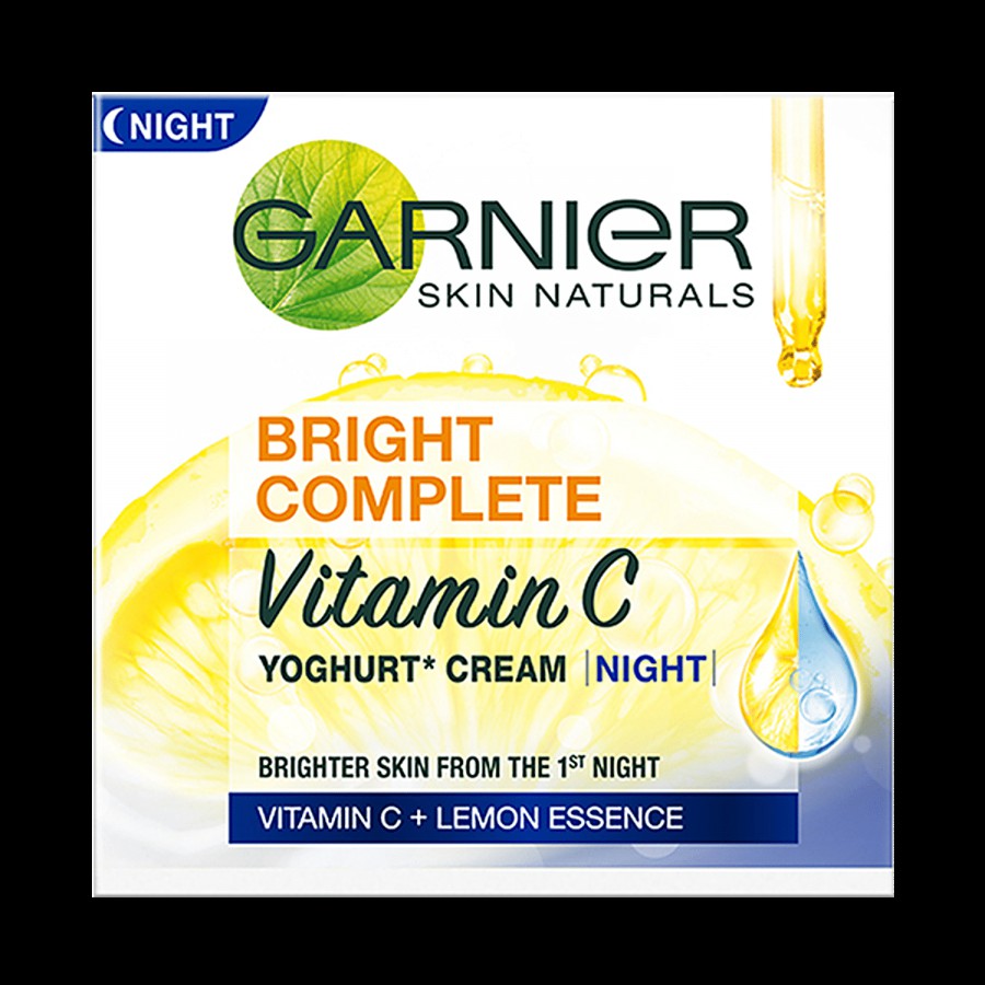 Garnier Bright Complete Vitamin C Yoghurt Night Cream - For Glowing Skin