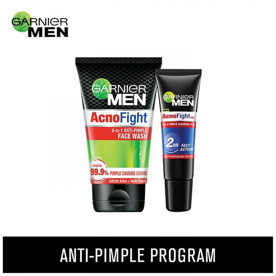 Garnier Men Acno Fight Anti-Pimple Kit - Face Wash + Clearing Gel