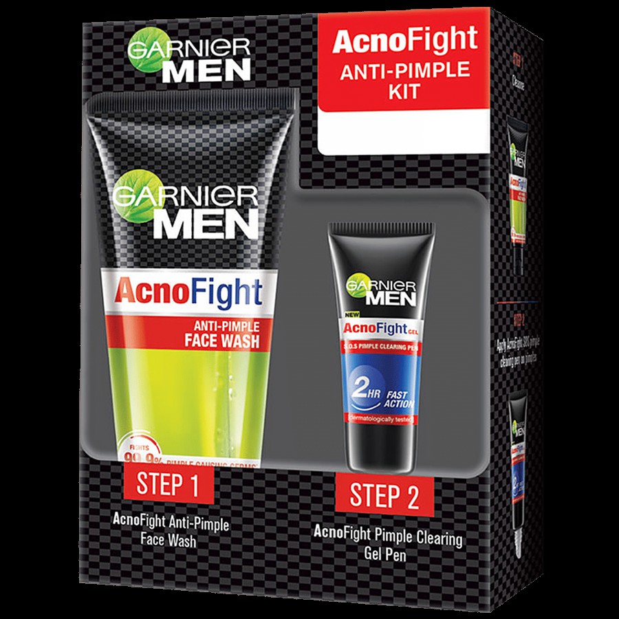 Garnier Men Acno Fight Anti-Pimple Kit - Face Wash + Clearing Gel