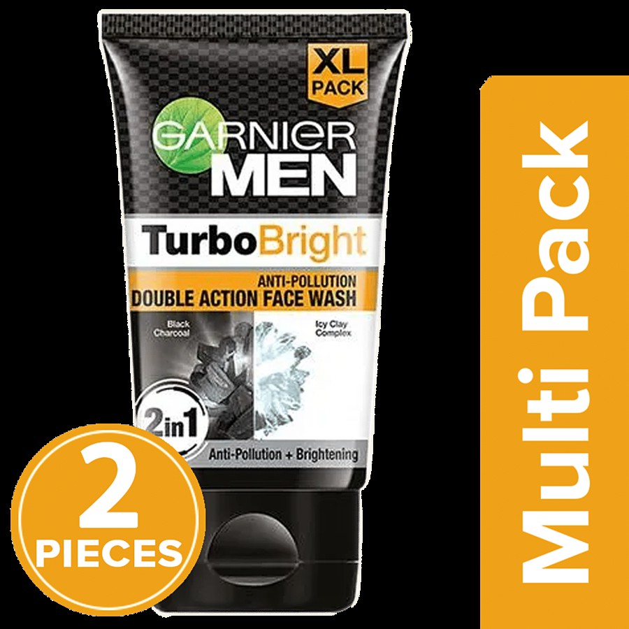 Garnier Men Turbo Bright Anti-Pollution Double Action Face Wash