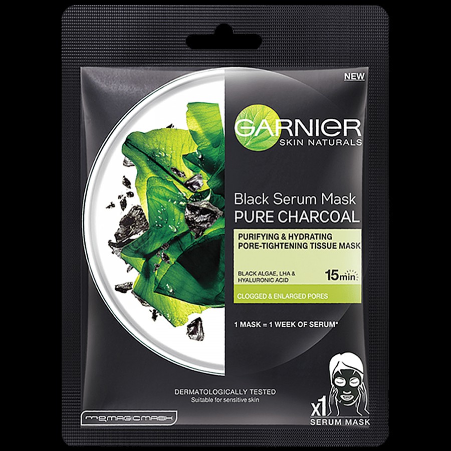 Garnier Skin Natural Serum sheetmask (2 Light complete + Charcoal)