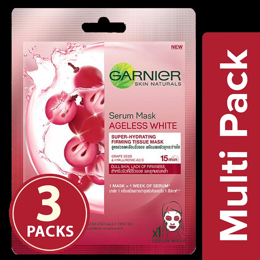 Garnier Skin Naturals Ageless White Face Serum Sheet Mask - Red