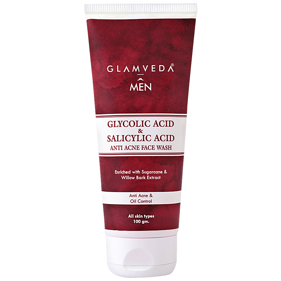 Glamveda Men Glycolic Acid & Salicylic Acid Anti Acne Face Wash - Oil-Control