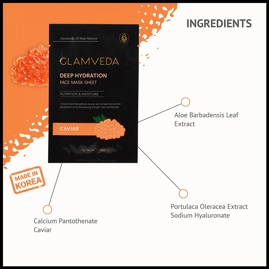 Glamveda Caviar Rejuvenate & Protecting Face Mask Sheet - Nutrition & Moisture