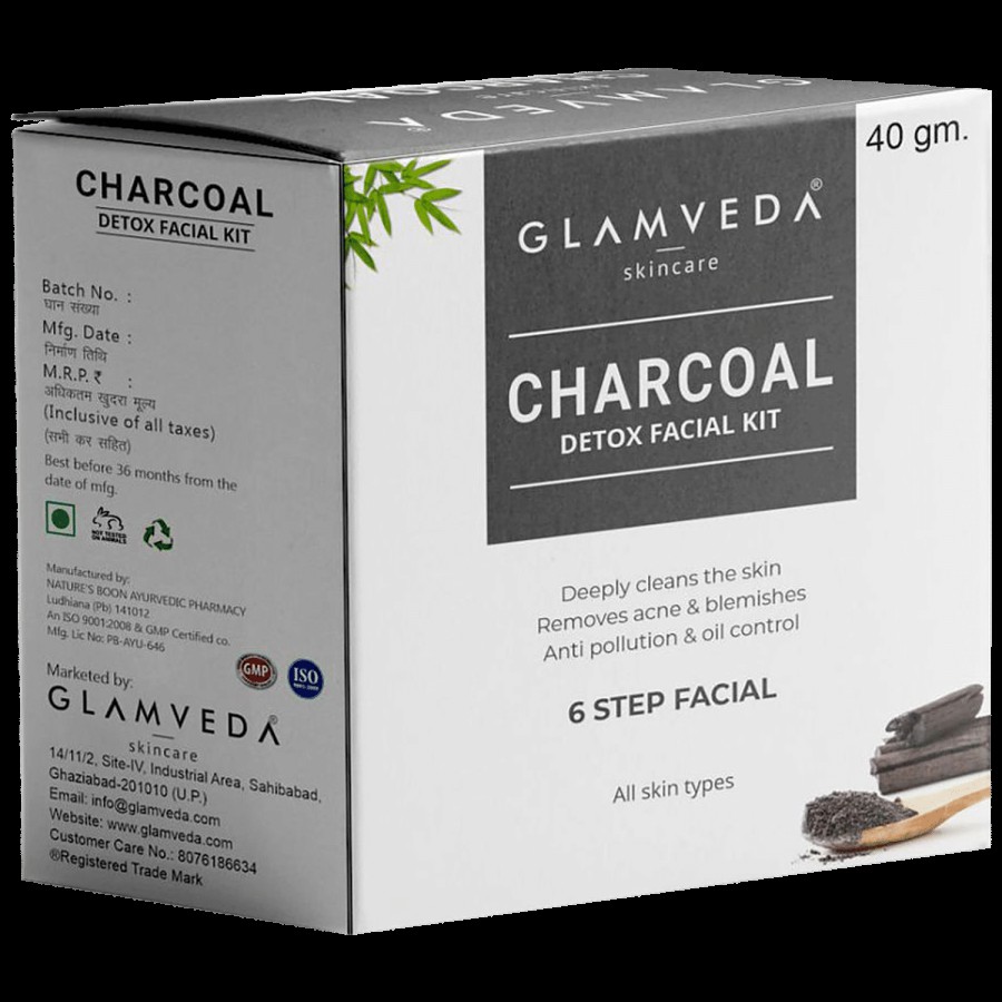 Glamveda Charcoal Detox Facial Kit - Deeply Cleans Pores