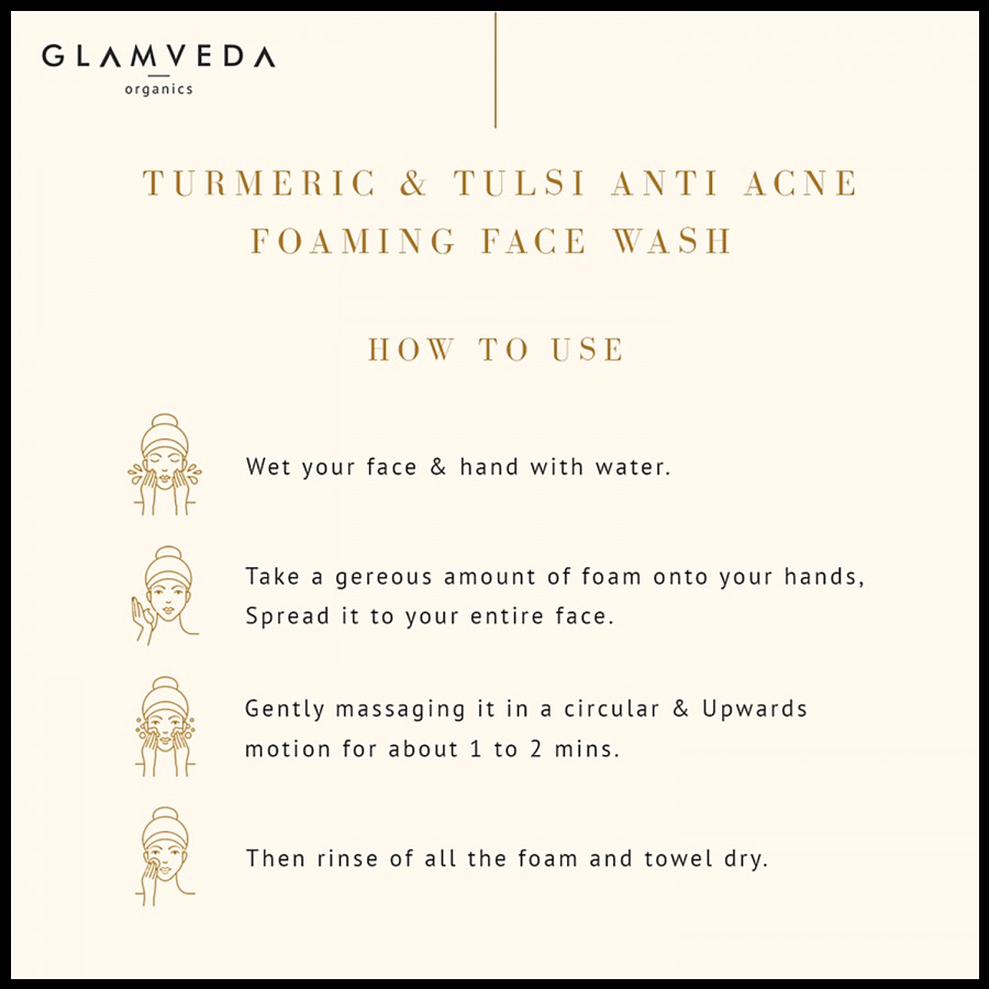 Glamveda Detoxifying & Anti Acne Face Wash - Turmeric & Tulsi