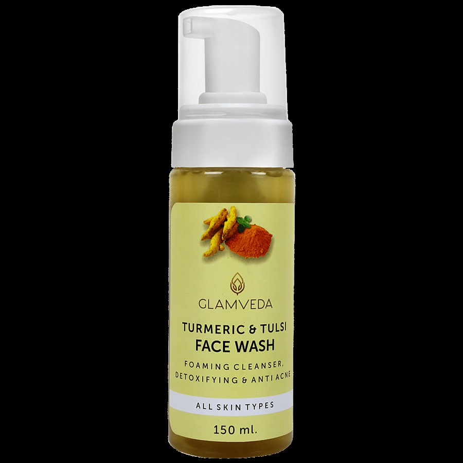 Glamveda Detoxifying & Anti Acne Face Wash - Turmeric & Tulsi