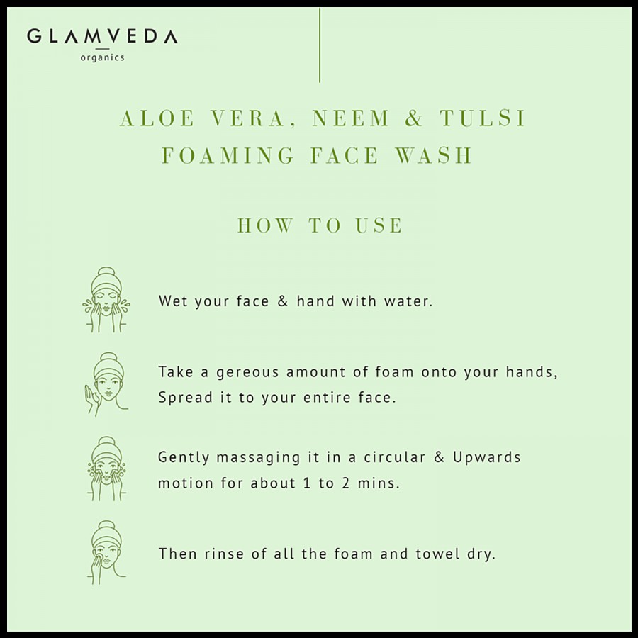 Glamveda Foaming Cleanser Face Wash - Aloe Vera & Tulsi