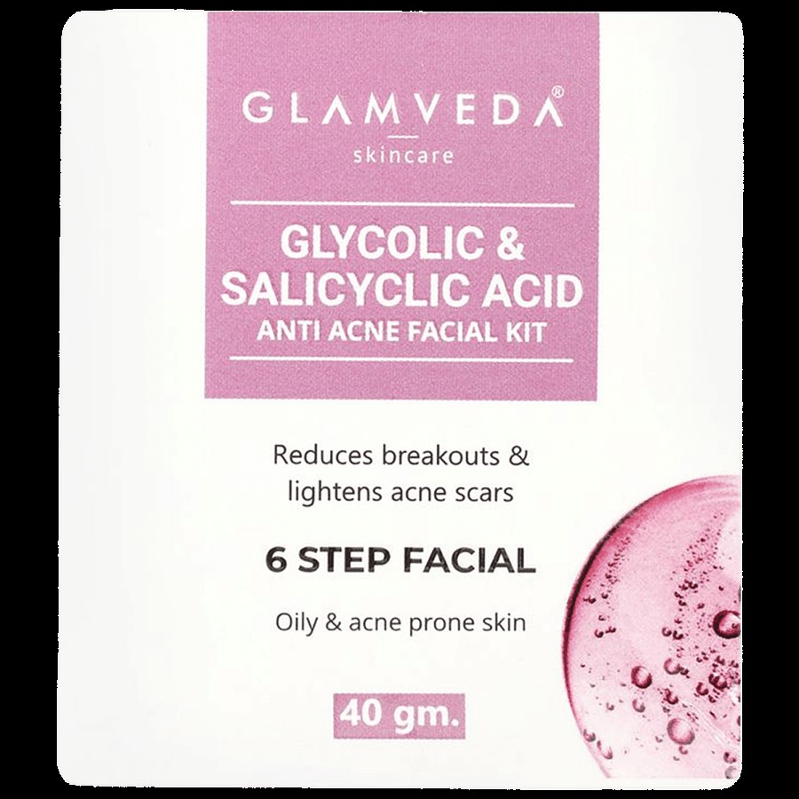 Glamveda Glycolic Acid & Salicylic Acid Anti Acne Facial Kit - Reduces Breakouts