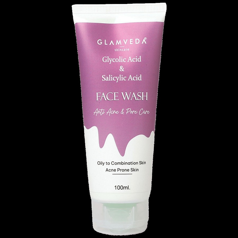 Glamveda Glycolic Acid & Salicylic Acid Face Wash - Anti-Acne