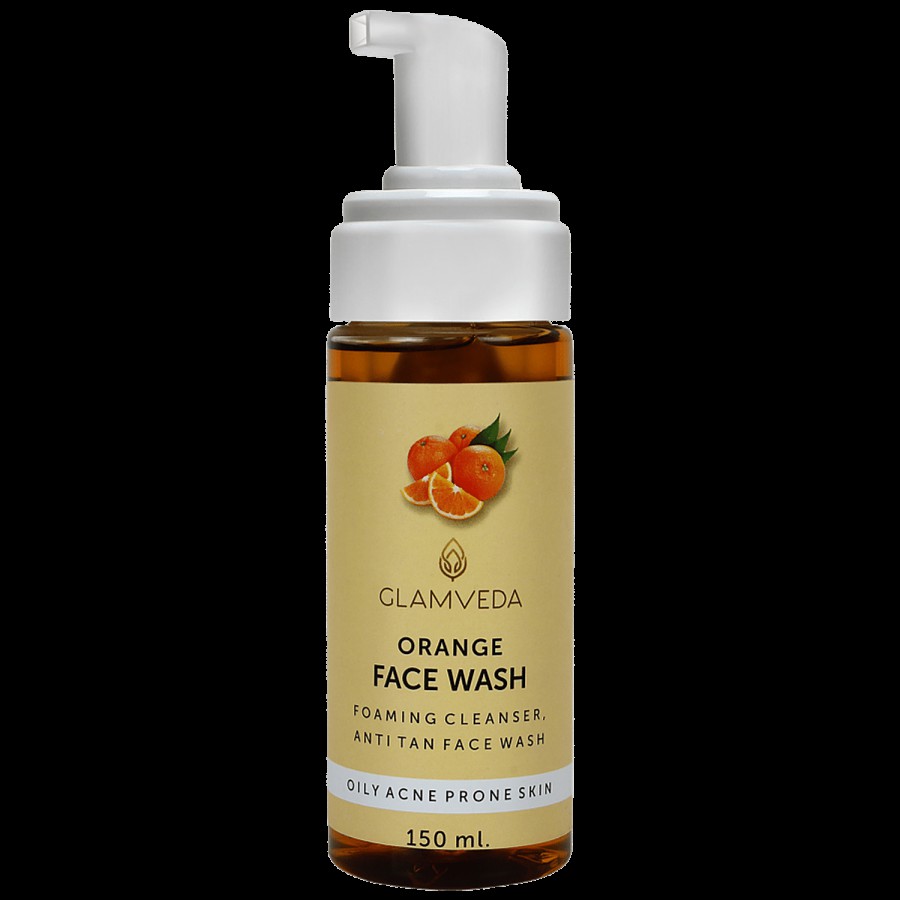 Glamveda Orange Anti Tan Foaming Face Wash