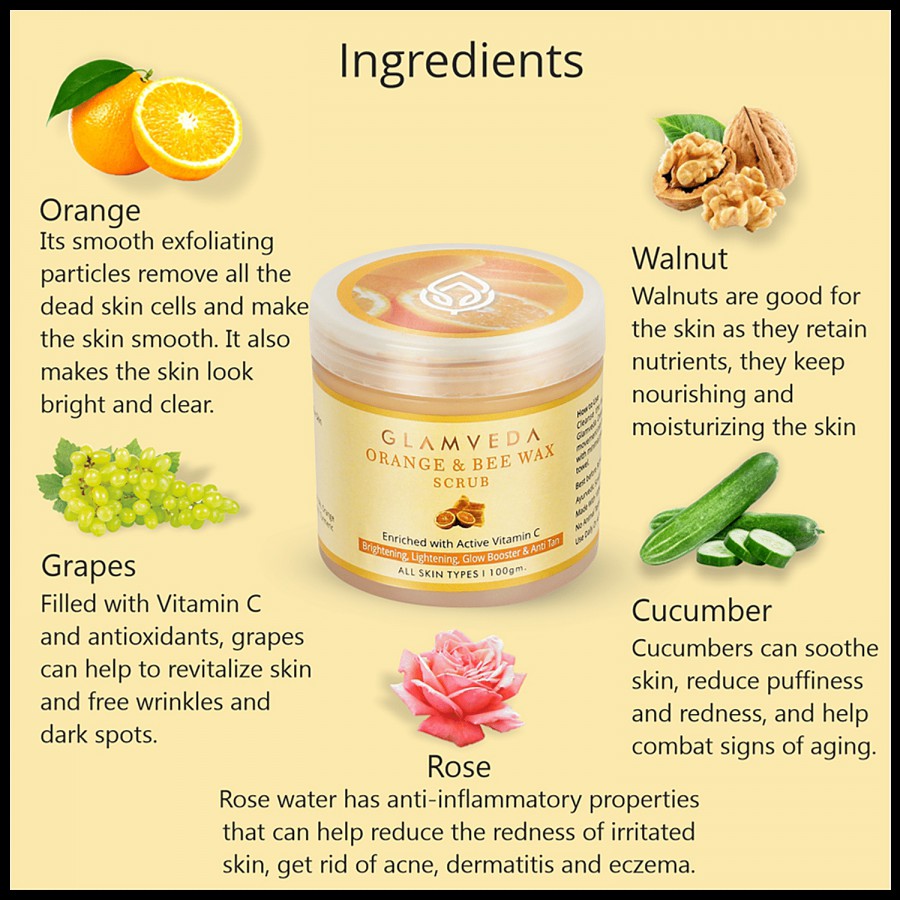 Glamveda Orange & Bee Wax Brightening Scrub