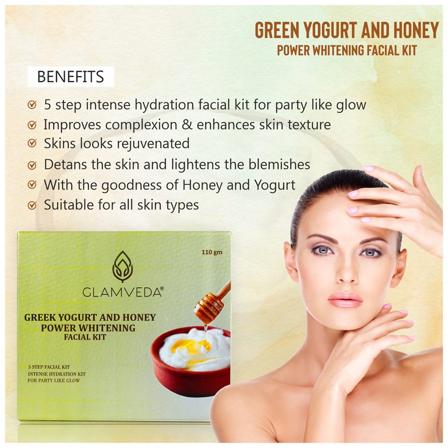 Glamveda Power Whitening Facial Kit - Greek Yogurt & Honey