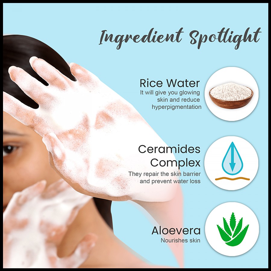 Glamveda Rice & Ceramide Glass Skin Face Wash - Brightening & Vitalising