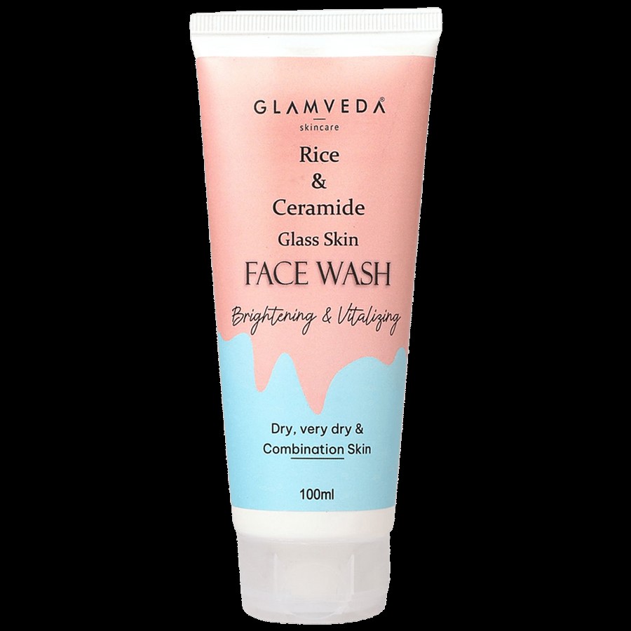 Glamveda Rice & Ceramide Glass Skin Face Wash - Brightening & Vitalising