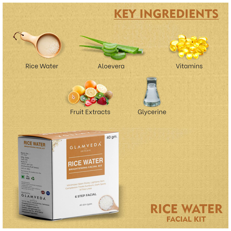 Glamveda Rice Water Brightening Facial Kit - Provides Glow