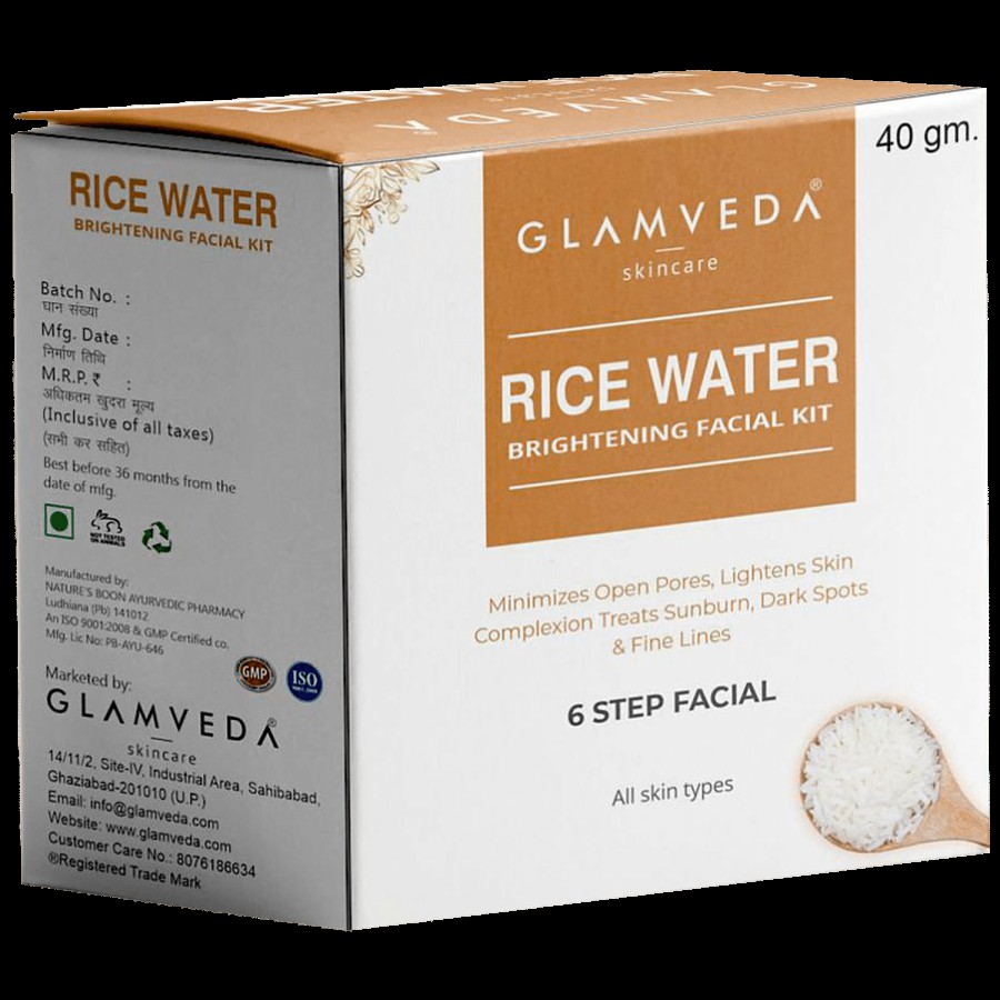 Glamveda Rice Water Brightening Facial Kit - Provides Glow