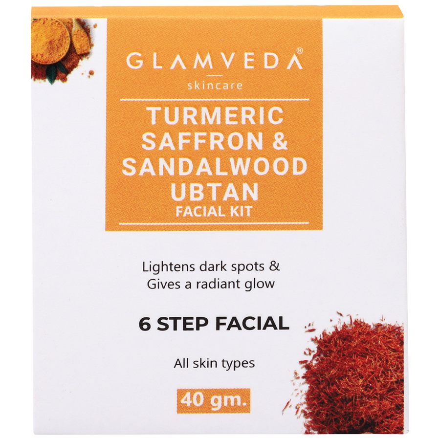 Glamveda Turmeric Saffron & Sandalwood Ubtan Facial Kit - Lightens Dark Spots