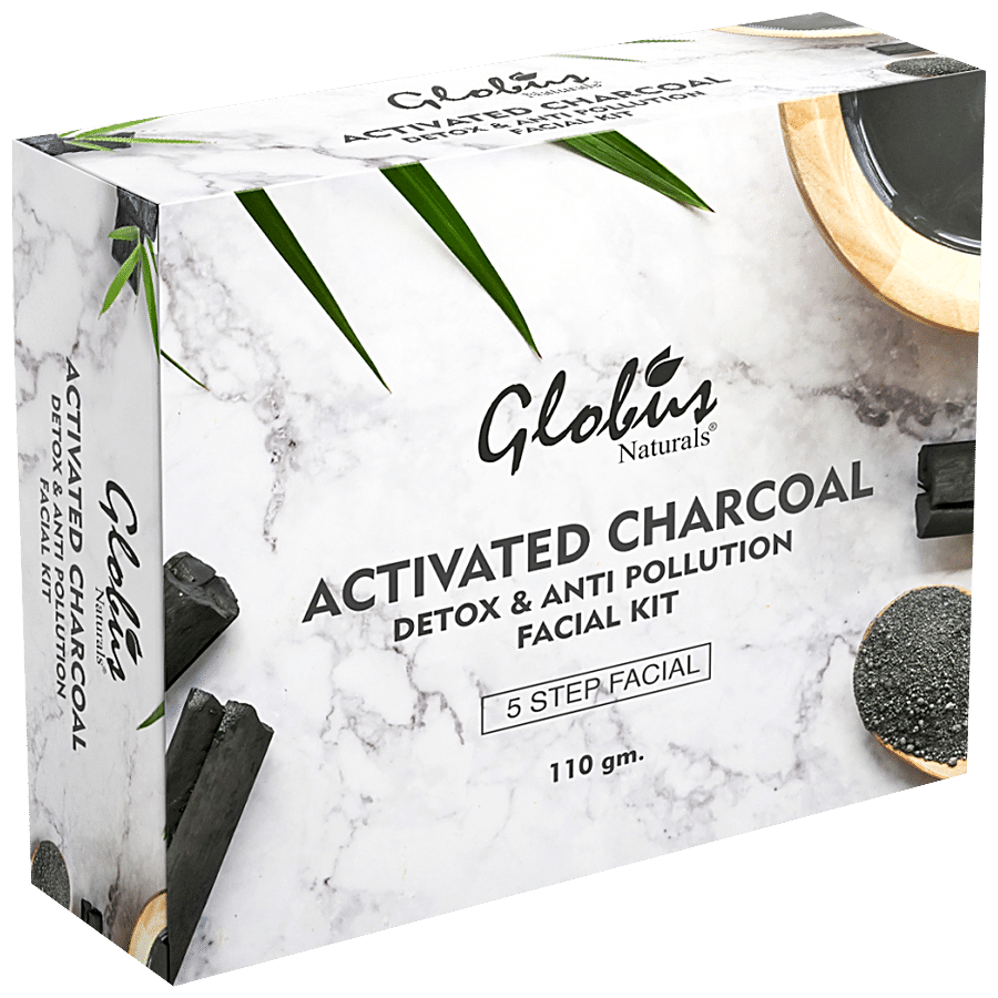 Globus Naturals Activated Charcoal Facial Kit - Detoxifies & Anti-Pollution