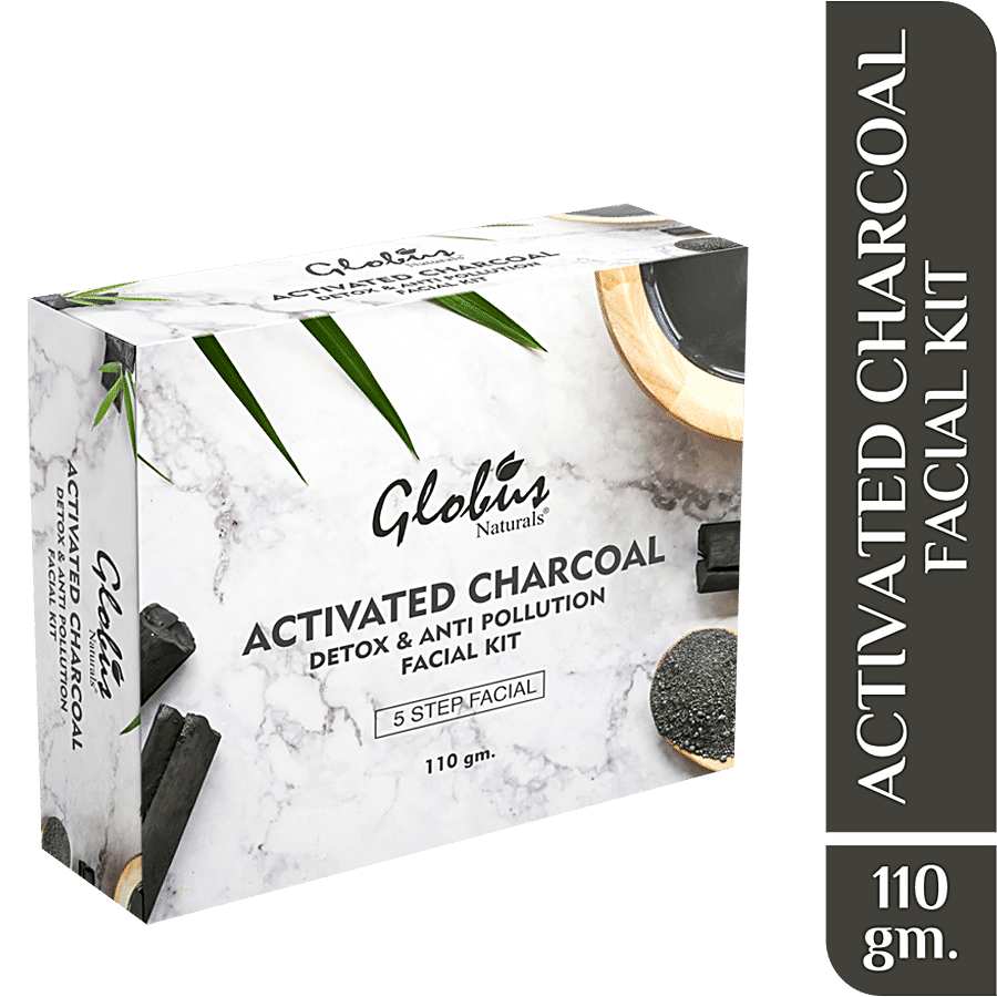 Globus Naturals Activated Charcoal Facial Kit - Detoxifies & Anti-Pollution