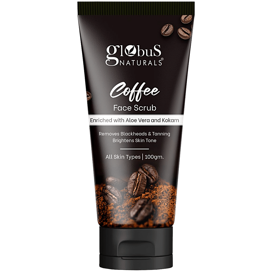 Globus Naturals Coffee Face Scrub Enriched With Aloe Vera & Kokum