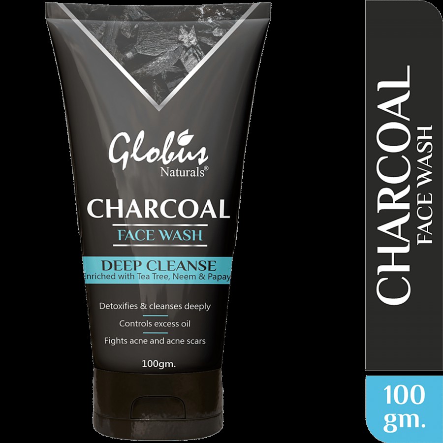 Globus Naturals Charcoal Detoxifying Combo Kit - Face Wash & Scrub