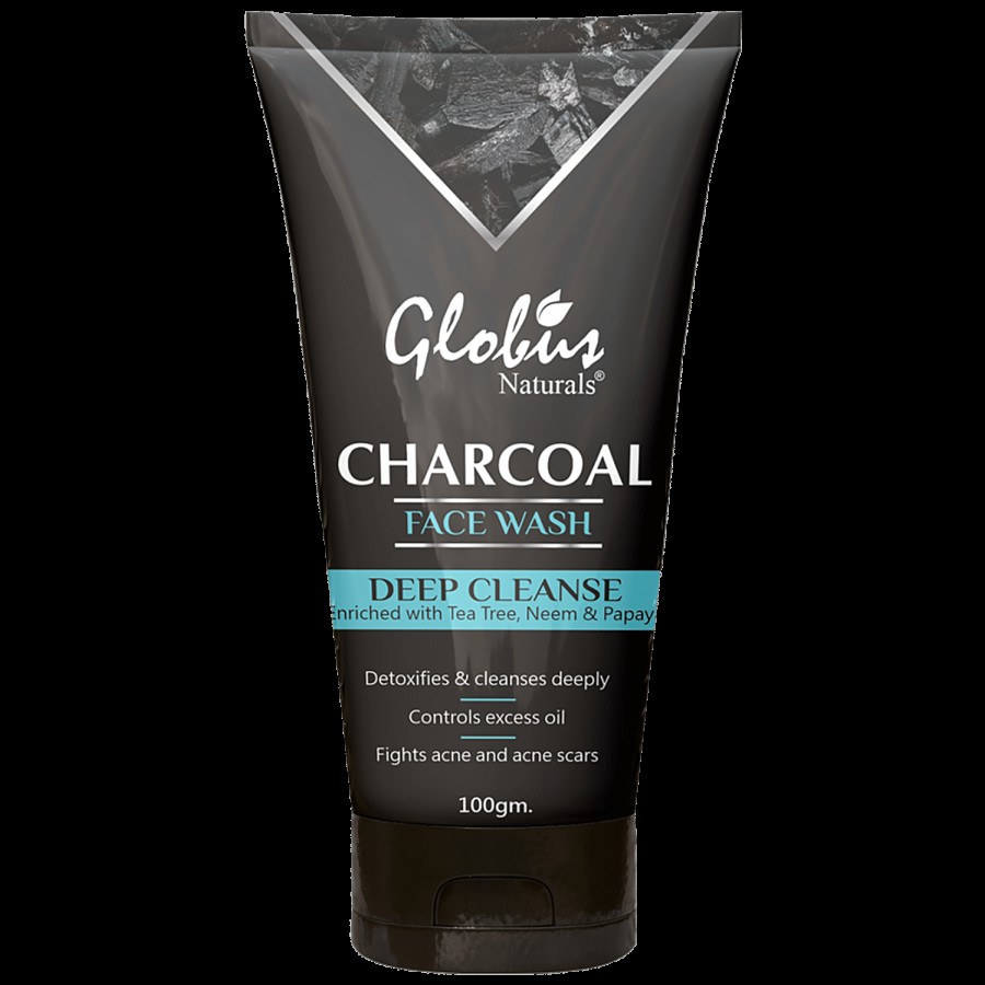 Globus Naturals Charcoal Face Wash - Deep Cleanse