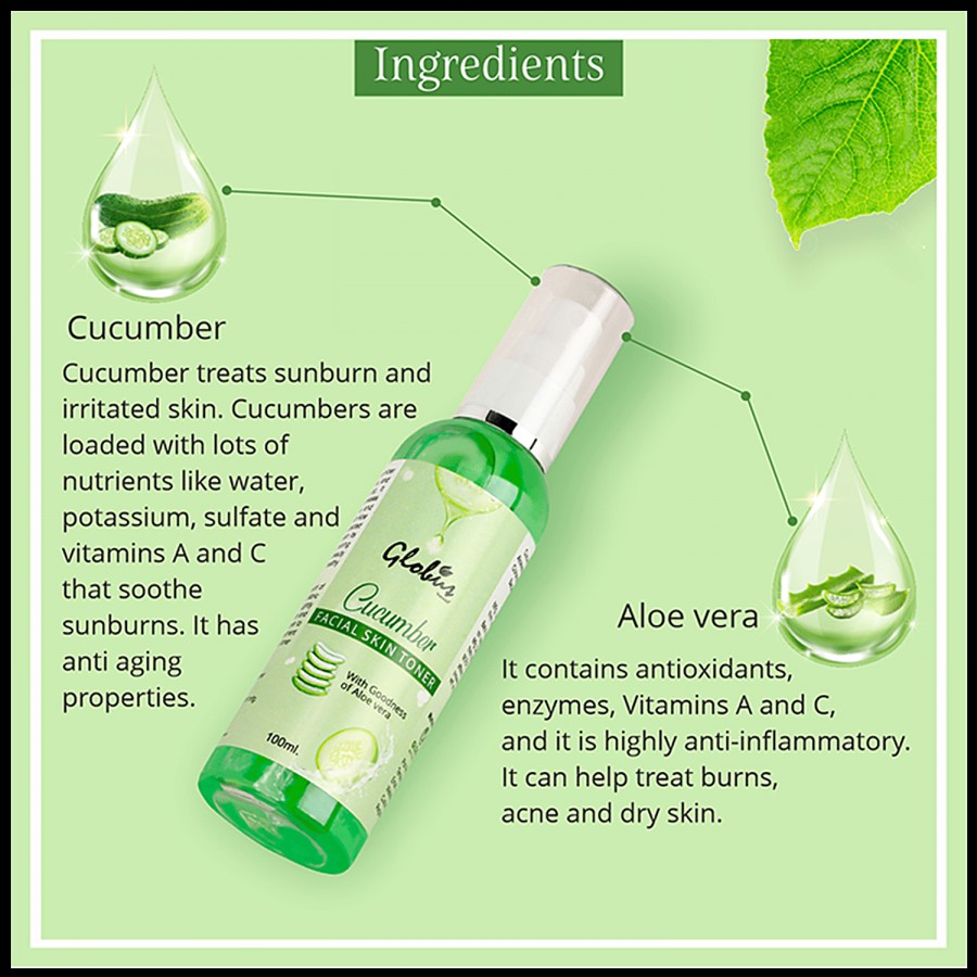 Globus Naturals Cucumber Facial Skin Toner With Goodness Of Aloe Vera Extract