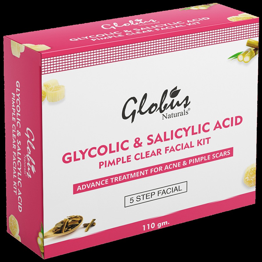 Globus Naturals Glycolic & Salicylic Acid Pimple Clear Facial Kit - For Acne