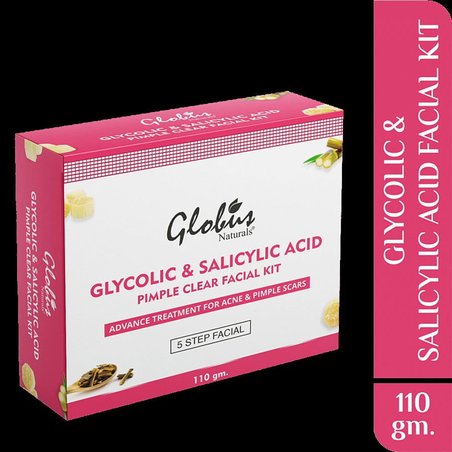 Globus Naturals Glycolic & Salicylic Acid Pimple Clear Facial Kit - For Acne