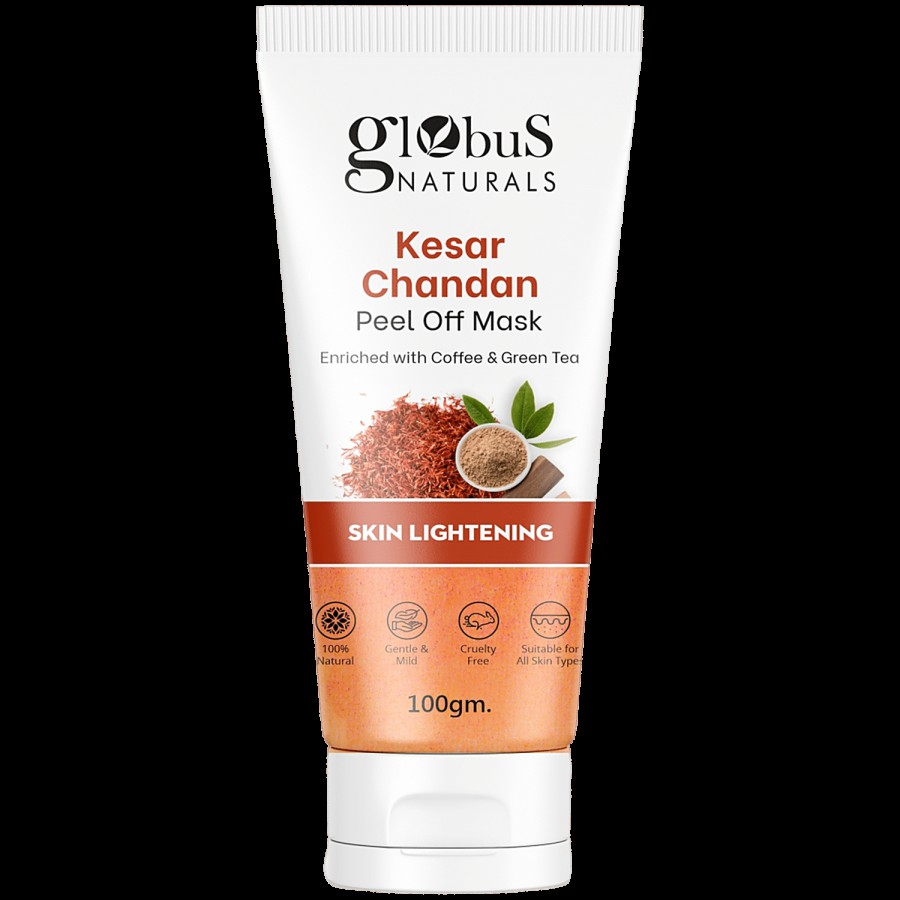 Globus Naturals Kesar Chandan Peel off Mask Enriched with Multani Mitti & Coffee