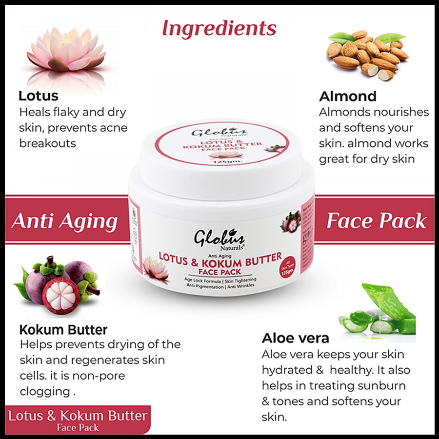 Globus Naturals Lotus Kokum Butter Anti Aging Face Pack