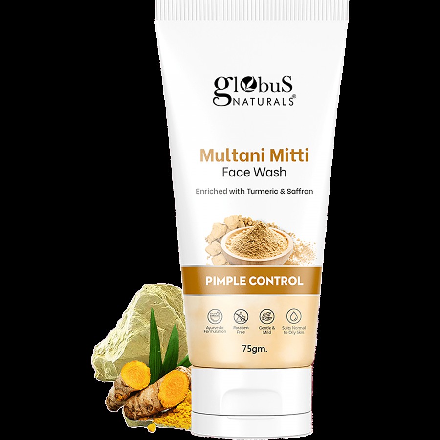 Globus Naturals Multani Mitti Face Wash - With Turmeric & Saffron